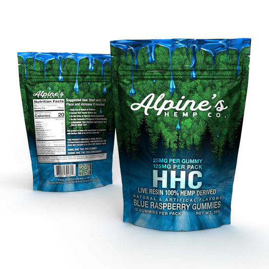Alpine's Live Resin HHC Gummies, 50mg each - Blue Raspberry- 10 pack