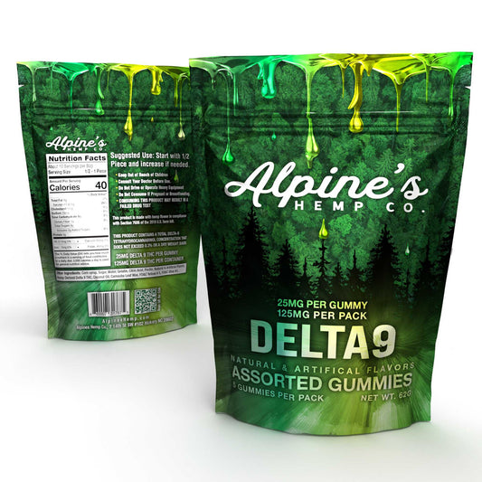 Alpine's Live Resin Delta 9 Gummies, 25mg each- Assorted Flavors- 5 pack